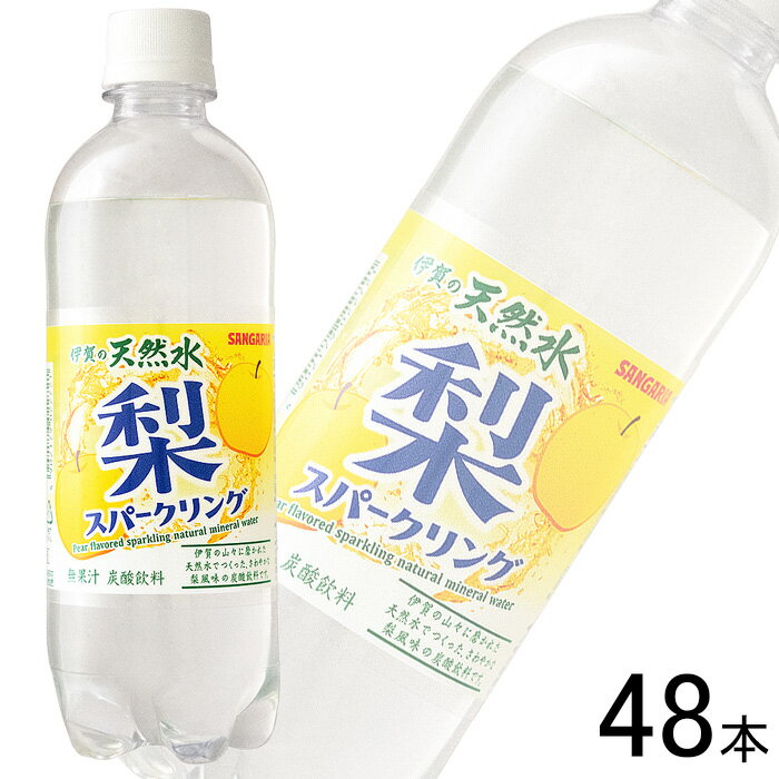 【2ケース】サンガリア 伊賀の天然水 梨 スパークリング PET 500ml×24本入×2ケース：合計48本 【北海道・沖縄・離島配送不可】