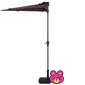 【インテリア】【不二貿易】 半円パラソル ブラウン （※土台は別売りです）〔メーカー直送品〕ガーデン..