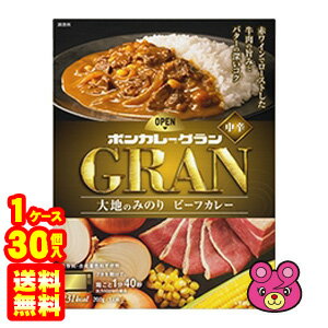 【送料無料(東北・北海道・沖縄除く)】【1ケース】 大塚食品 ボンカレーGRAN 大地のみのり ビーフカレー 中辛 200g×30個入 レトルト グラン 【北海道・沖縄送料1000円/東北送料400円】