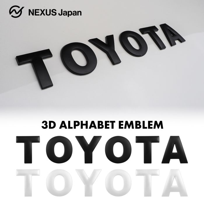 3D アルファベット TOYOTA トヨタ エンブレム ロゴ 金属製 マットブラック マットホワイト 自動車メーカー ステッカー 両面テープ付属 ..