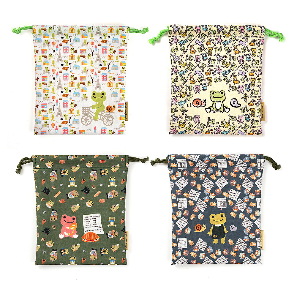 かえるのピクルス 巾着【巾着袋】きんちゃく 入園 入学 小 小さめサイズ コップ入れ キャラクター グッズ キッズ 子供 コップ 通園 通学 男の子 女の子 可愛い かわいい