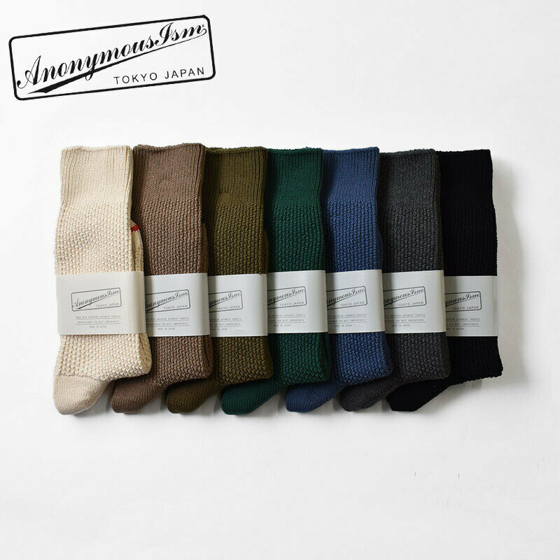 アノニマスイズム 靴下 メンズ AnonymousIsm Socks Pique crew Socks Japan made アノニマスイズム ピケ編み クルーソックス 日本製 メンズ レディース ユニセックス 15622500