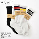 ANVIL BY GILDAN アンビル バイ ギルダン USA Cotton 3Line crew Socks AN500 USコットン 無地 3ライン クルー丈 スケーター スニーカー スポーツソックス 無地底 パイル メンズ レディース ユニセックス