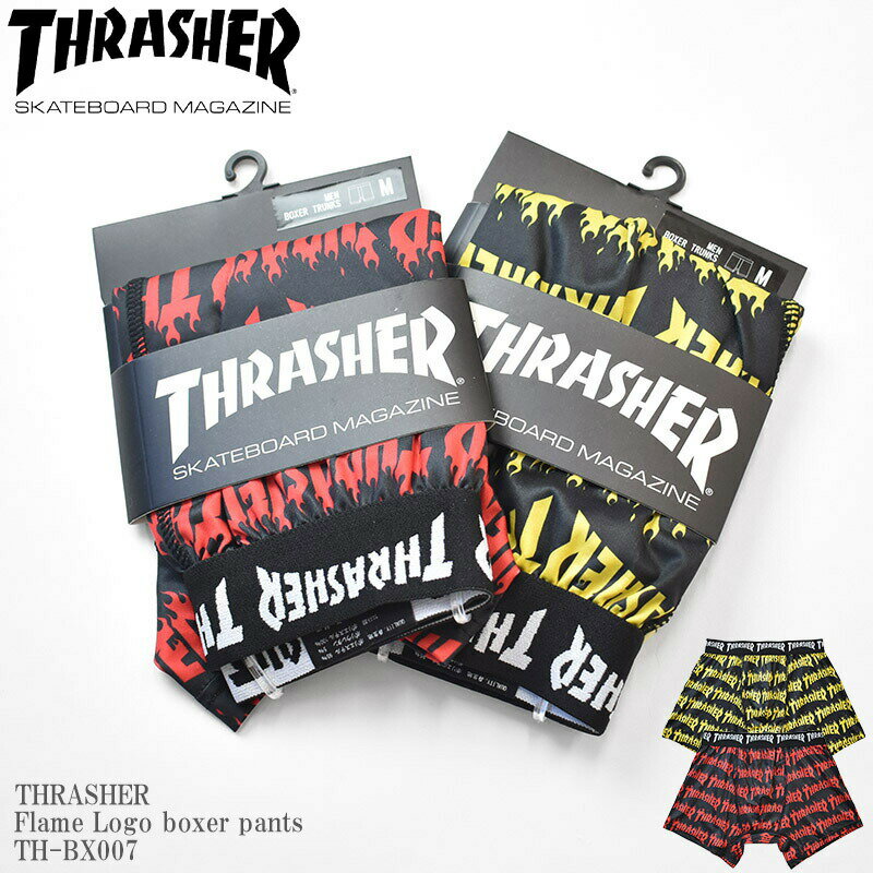 楽天Mr.MojoTHRASHER スラッシャー Flame Logo boxer pants TH-BX007 ボクサーパンツ パンツ ファイヤー ロゴ 総柄 レッド イエロー スケーター ストリート メンズ レディース ユニセックス