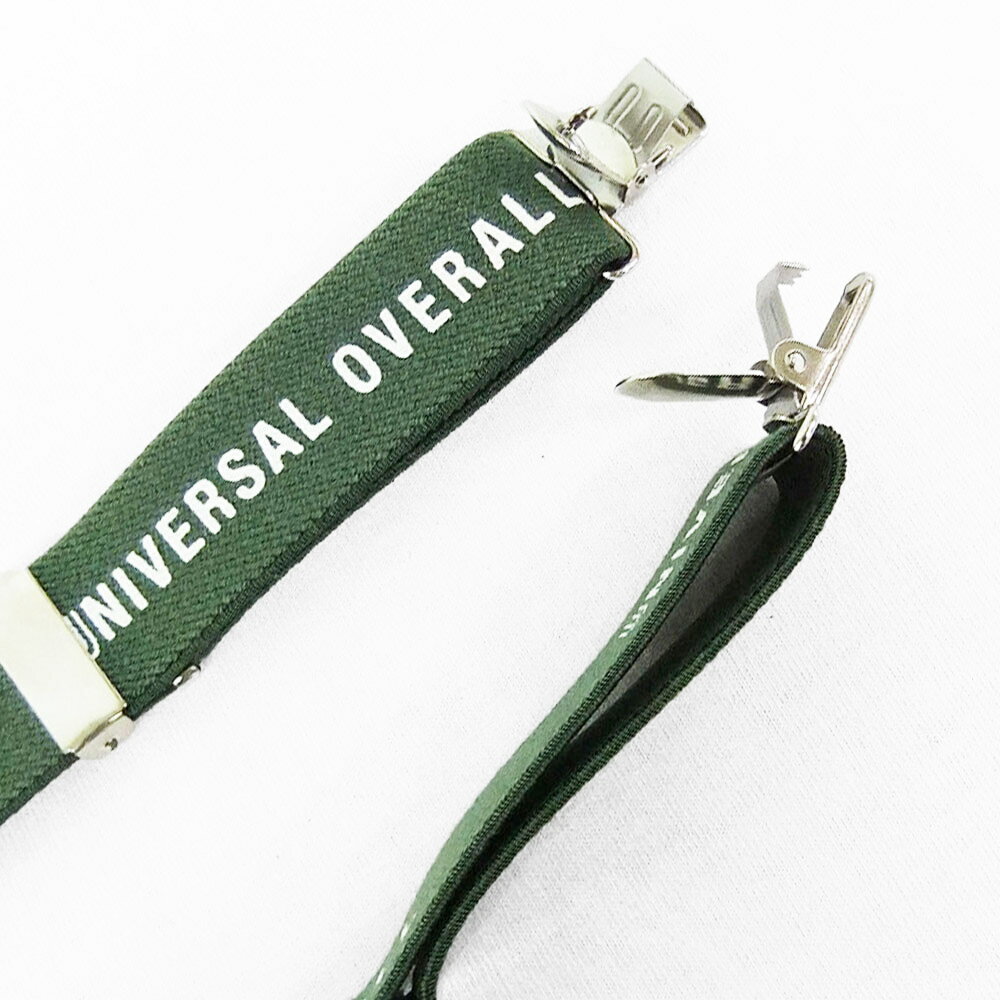 UNIVERSAL OVERALL ユニバーサル オーバーオール Logo print suspenders UV0897I ロゴ プリント サスペンダー Y字型 ベルト カジュアル メンズ レディース ユニセックス ブラック ネイビー グレー モスグリーン ベージュ