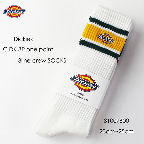 楽天Mr.MojoDickies ディッキーズ C.DK3P one point 3line crew socks 3pack 81007600 C.DK3P 3 ライン刺繍 ロゴ スケーター ストリート スニーカー クルー丈 3足組 ソックス 靴下 メンズ レディース ユニセックス