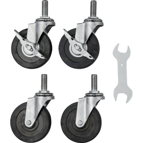TRUSCO ステンレス製ワゴン用キャスターセット クリーンフェニックスワゴン用 100Φ 導電車輪 SUS金具 C..