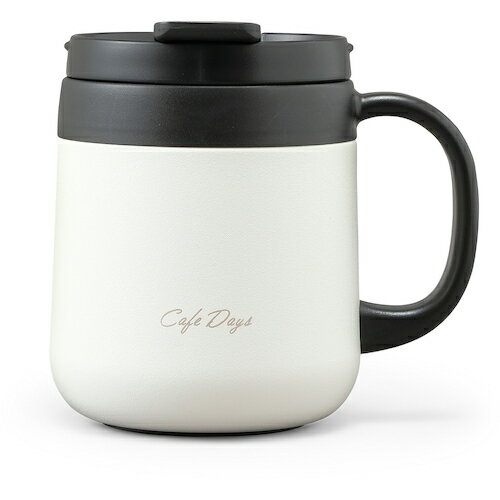 IRIS 529373 カフェデイズ 2wayふた付きマグカップ CD-2WT380-W