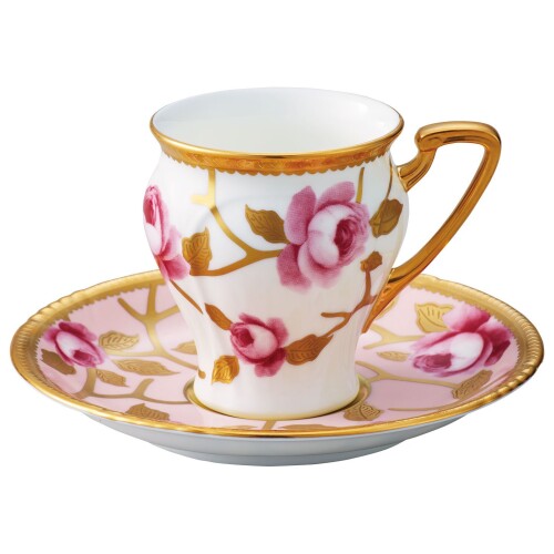 Noritake ノリタケ コーヒー カップ & ソーサー 180cc オマージュコレクション 色絵金彩薔薇文 ボーンチャイナ T52520/H-883