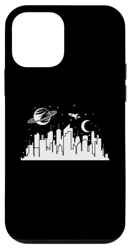 iPhone 12 mini 惑星とロケットシティのスカイライン スマホケース