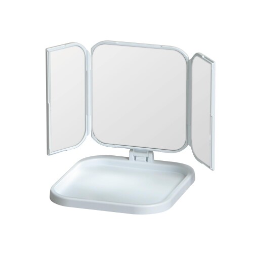 Belca(ベルカ) 卓上ミラー 折りたたみ コンパクト三面鏡 幅23×奥行14.5×高さ14.5cm ホワイト コンパクト スタンドミラー メイクアップミラー 化粧鏡 鏡 DI-C3W