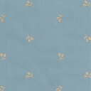 KIYOHARA ココチファブリック 生地 ソフト ブロード 刺繍 チェリー 約110cm巾×1mカット Col.LBL ライトブルーKOF34-1M