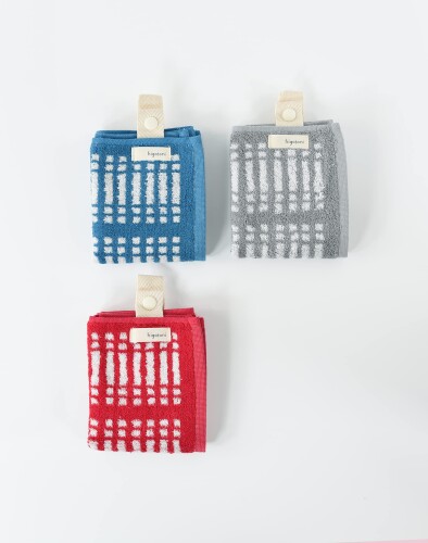 Kosugizen プチフェイスタオル 身につけるタオル Mikketa(ミッケタ) ライン 3色各1枚入 25×40cm 出し入れ不要でさっと使えて簡単取りつけ 3枚セット MKT-144D-3