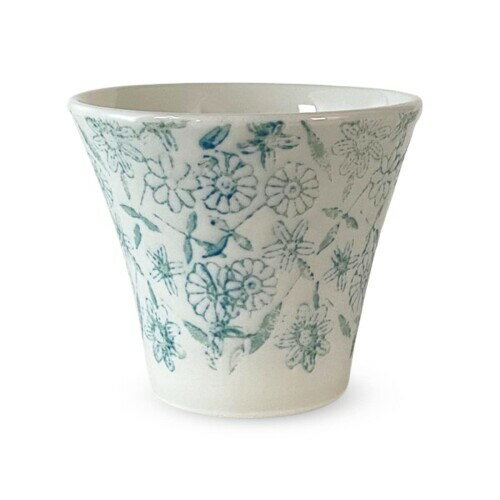 J-kitchens カップ (湯呑み) 波佐見焼 日本製 130cc 撥水更紗紋 カップ S ライトブルー