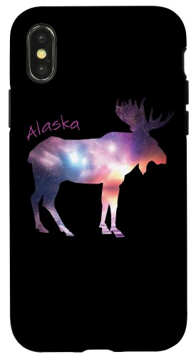 iPhone X/XS アラスカ ムース シャツ - オーロラ 北極空 スマホケース