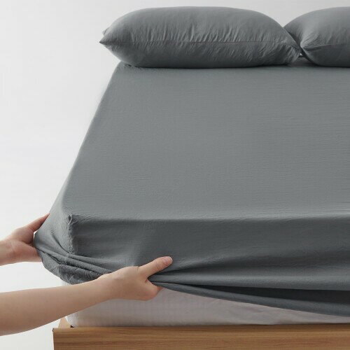 クモリ(Kumori) ボックスシーツ セミダブル 120X200cm 洗いざらし 柔らかい 肌触り 無地 耐久シワ加工 洗える 吸湿速乾 着脱簡単 オールシーズン ベッド/マットレス/敷き布団対応 ベッドシー