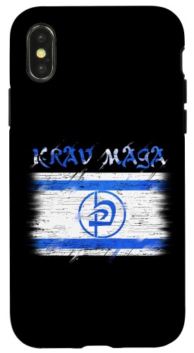 iPhone X/XS クラヴマガ・イスラエル国旗＆マーシャルアーツ・コンバットシンボル・ロゴ スマホケース