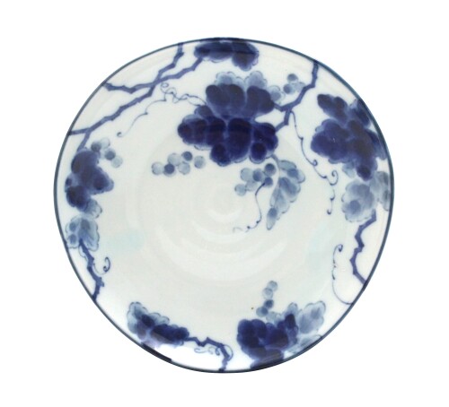 新京都のおばんざいやさんシリーズ藍染ぶどう 三角40 皿 1枚