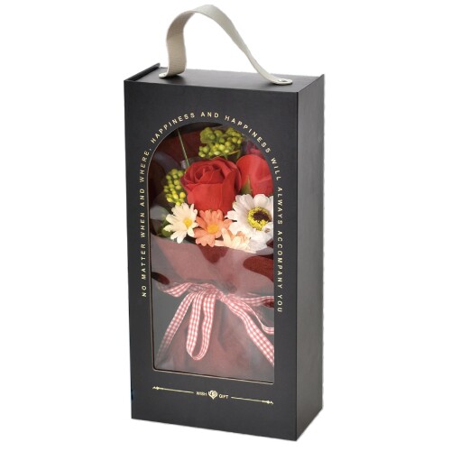 ポピー名古屋 ソープフラワー シャボンフラワー 造花 ギフト プレゼント ブーケ バラ 花束 約30cm 専用ボックス付き SH-046 レッド