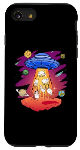 iPhone SE (2020) / 7 / 8 Sheep abducted by UFO Funny alien space galaxy sheep スマホケース