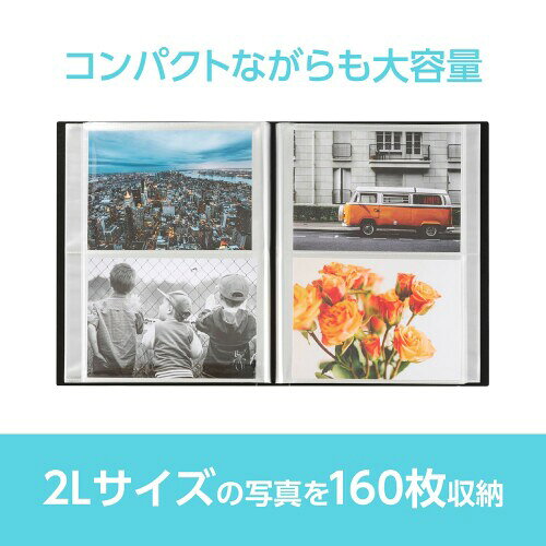 ハクバ (HAKUBA) ポケット式 アルバム ビュートクリア (2Lサイズ160枚 ブラック) 写真収納 ポケット式 サックケース付 フォトアルバム ABTC-2L160BK 4977187536416