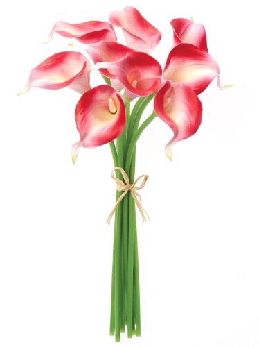 アスカ 造花 カラーリリィバンチ ビューティクリーム 全長:約35cm、花径:約5.5×5×8.5cm 1束(9本組) A-34592-022C