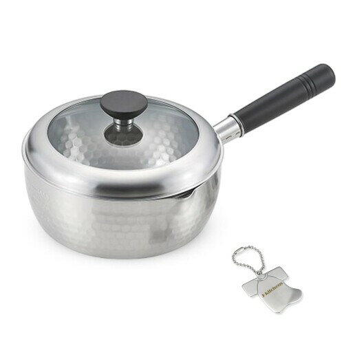 J-kitchens ダイニングプロダクト 片手鍋 ステンレス製 槌目 雪平鍋 蓋付き 20cm 錆びにい ガス IH対応 日本製 オリジナルタグ付