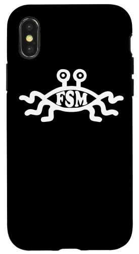 iPhone X/XS FSM。空飛ぶスパゲッティモンスター。白いロゴ。無神論。贈り物 スマホケース