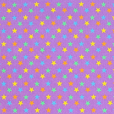 コスモテキスタイル スター 星柄 シャーティング パープル×カラフル 巾約110cm×7m切売カット CR8876-817-7M