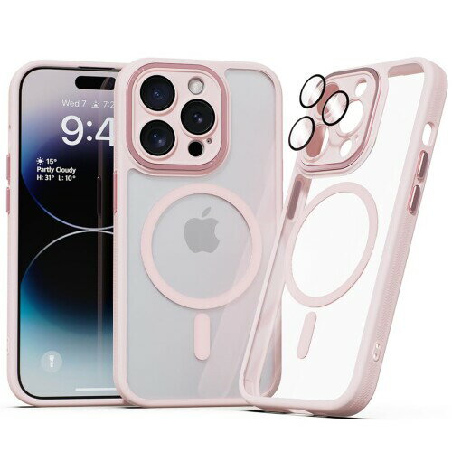miak for iPhone 14 Series Case. Strong Magnetic Compatible with Magsafe, Camera Lens Full Cover Case (14 Pro, pink)
