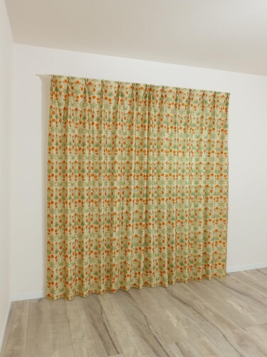 (カエイレース) 防炎 カーテン 4枚セット(厚地2枚・レース2枚)ウィリアムモリス厚地(断熱 保温 3級遮光..