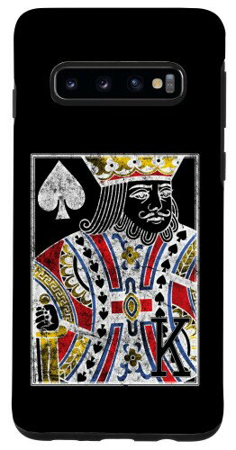 真っ黒　トランプ Galaxy S10 King of Spades Vintage Look Distressed Playing Card スマホケース