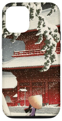 iPhone 15 Pro 日本のヴィンテージアート 日本美術 浮世絵 日本の 多色刷 木版画 寺院 雪 芝 増上寺 スマホケース