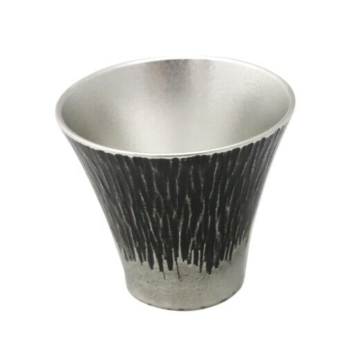 大阪錫器 錫製 ぐい呑 富士山 黒 ギフトラッピング仕様