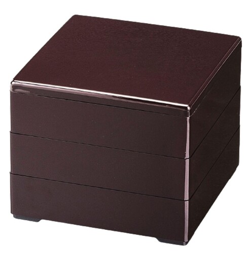J-kitchens 重箱 3段 6.5寸 彩 お重箱 新溜 19.5cm x 19.5cm x 16.5cm 日本製