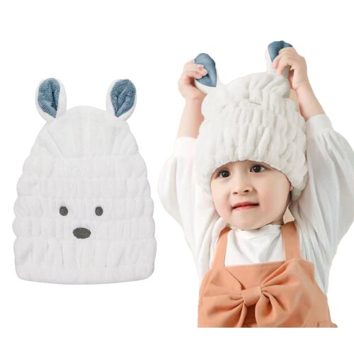 DPEAN タオルキャップ 吸水タオル 髪の毛 速乾 ヘアドライタオル マイクロファイバー ふわふわ 可愛い うさぎ 頭囲44~80cm 大人 子供 キッズキャップ ヘアターバン ヘアタオル そっかん 風