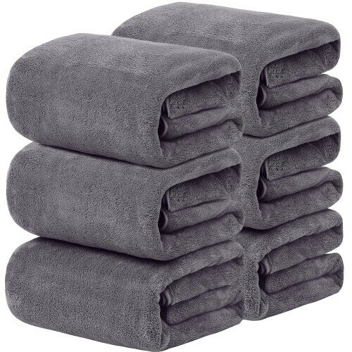 バスタオル (tkone 6枚セット グレー) ふわふわ 大判 吸水速乾 ホテル仕様 柔らか肌触り エステ 業務用 サロン お風呂上がり耐久性 バス用品
