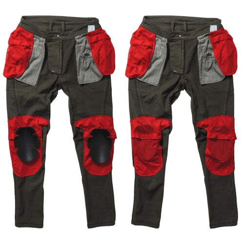 山城(yamashiro) RADARM ラダーム ストレッチ ライディングキャンプパンツ CE規格レベル1 膝 プロテクター付 バイク用 パンツ 春夏秋 RD-904 デニム 2XLサイズ (36インチ)