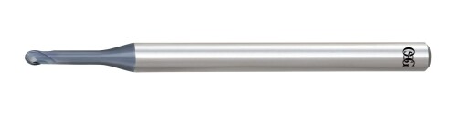 オーエスジー WXLコート2枚刃超硬ロングネックボールエンドミル(深リブ形) 外径1mm 全長45mm 刃長0.8mm シャンク径4mm WXL-LN-EBD R0.5×2.5×4(3111025)