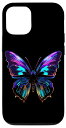 iPhone 13 美しい色の蝶 レディース スマホケース