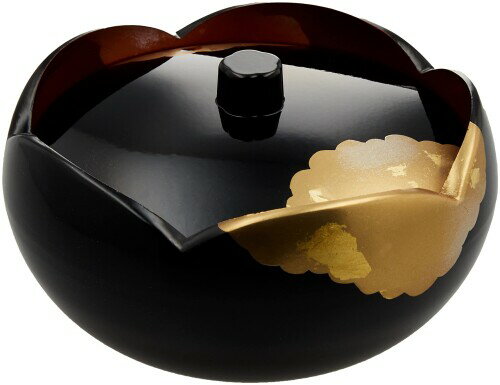 中谷兄弟商会 山中漆器 福梅ボンボン入 黒内朱 彩光 33-4616