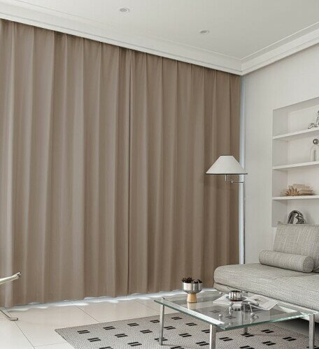 シーフィールド 遮光カーテン 完全遮光1級 遮光率100% 2枚セット 幅100×丈230cm ベージュ タッセル・フック付 全120サイズ 選べる7色 UVカット 防音 遮熱 断熱 保温 省エネ 形状記憶 洗濯機OK