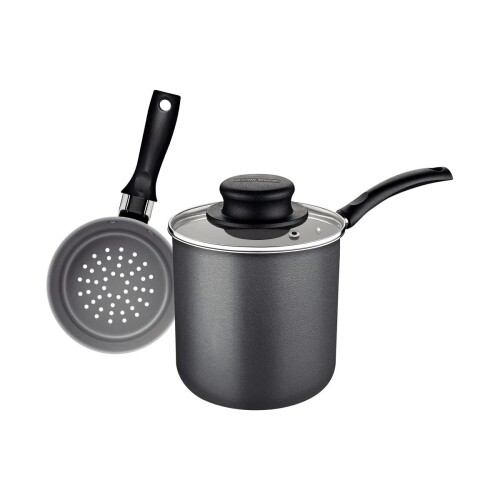 トラモンティーナ クスクス用 ガラス蓋付き 片手鍋 トリム 0.8L アルミ製 cuscusera ノンスティック (..