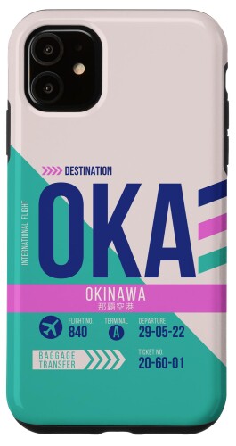 ヴィンテージ 沖縄 OKA 空港コード レトロ 旅行 デイ 日本 スマホケース iPhone 11 用