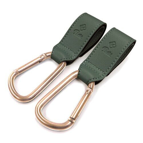 e.x.p.Petit PP カラビナフック RG-合皮ダークグリーン ベビーカー フック 大きめ 荷物フック 耐荷重約90キロ バギー ペットカート 2本入り cbh08rg