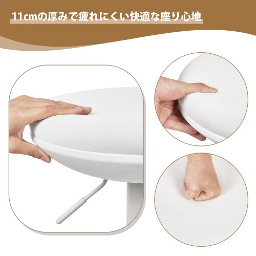 VECELO バーチェア 昇降式 幅40×奥行40×高さ66〜88cm ホワイト 厚手11cmクッション 滑り止め加工×385mmベース 鉄製フレーム構造 スリムで省スペース 美容室・受付カウンターに最適 [3]