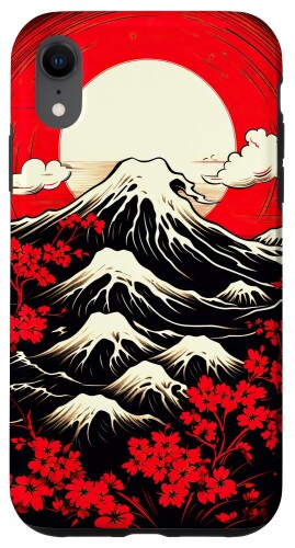 iPhone XR 妖怪 山岳ビスタ 日本の波と桜 スマホケース