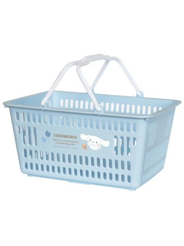 錦化成 収納ケース かご 小物入れ バスケット シナモロール ブルー 約26.3×19.3×13.5cm おもちゃ ジム サウナ スパバッグとしても 日本製