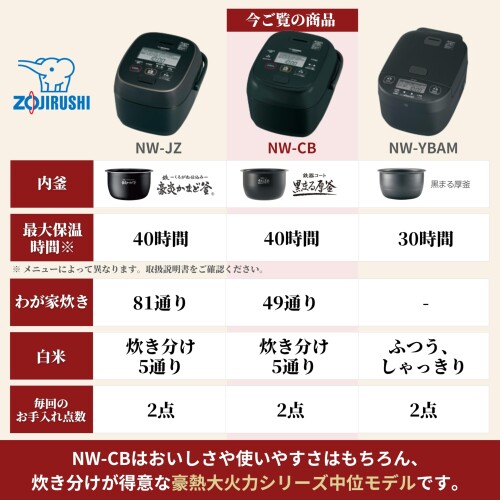 象印マホービン 炊飯器 5.5合 極め炊き 豪熱大火力 圧力IHタイプ 日本製 お手入れ点数2点 ブラック NW-CB10-BA 3