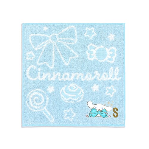 タオル美術館(Towel Museum) サンリオ ビッグリボン シナモロール タオルハンカチ BS ブルー イニシャルS 28-2030070 約25×25cm